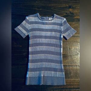 SWEET THREADS LIGHT BLUE STRIPE CABLE  KNIT SWEATER Size 8